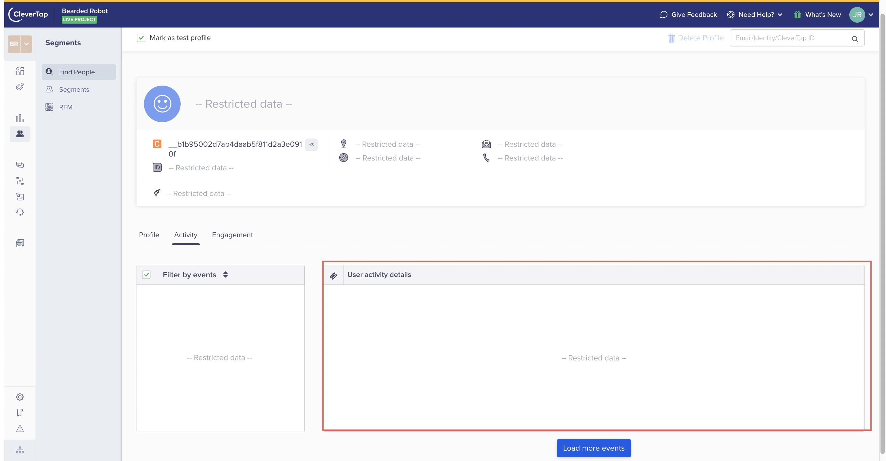 Masking User Profile Events