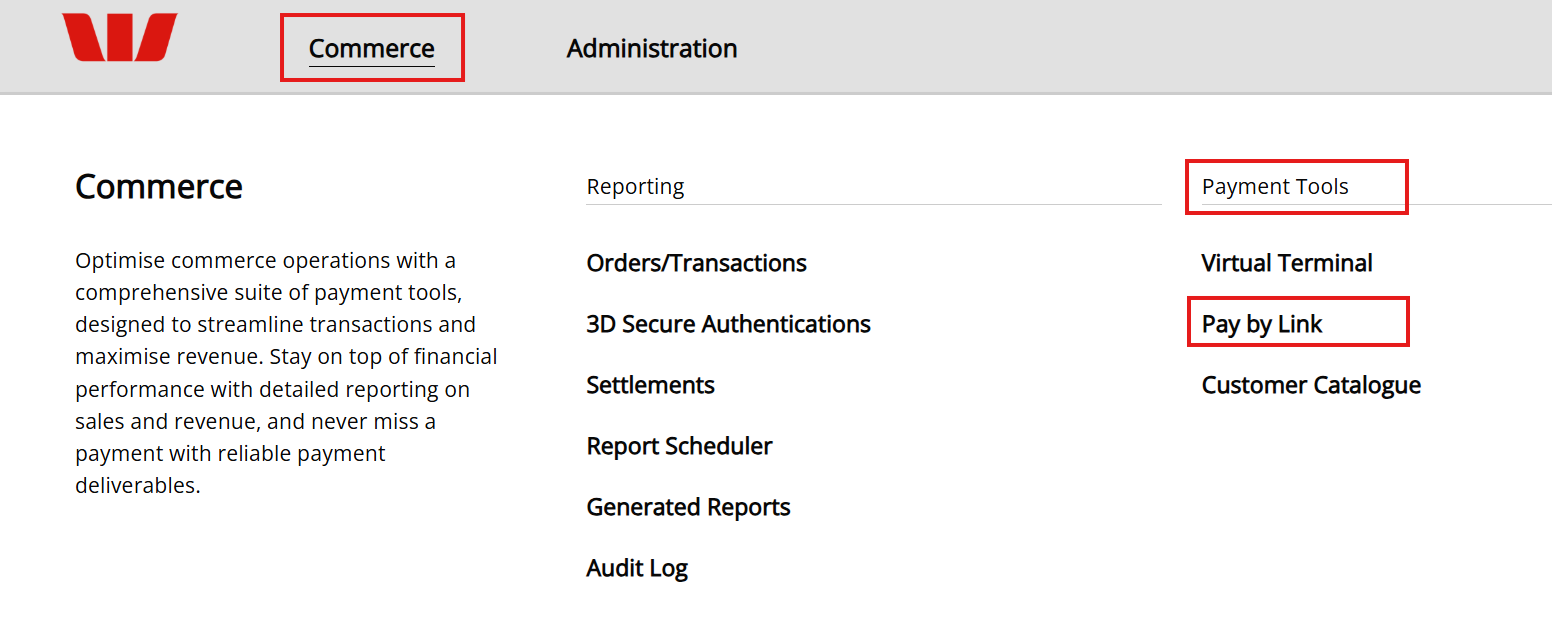 Navigate to the Pay by Link page in the OnlinePay dashboard