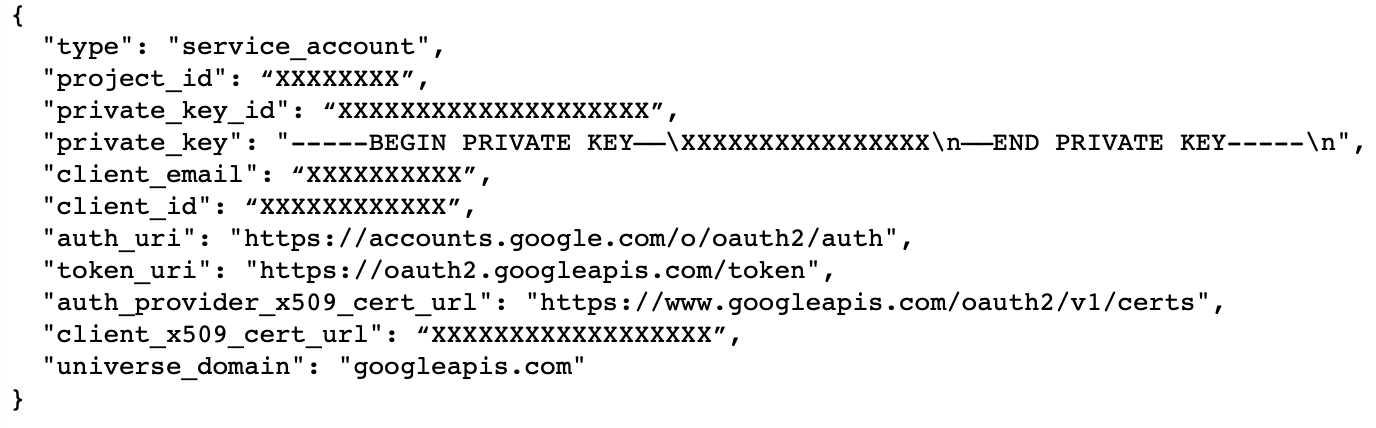 Google Private Key in JSON format