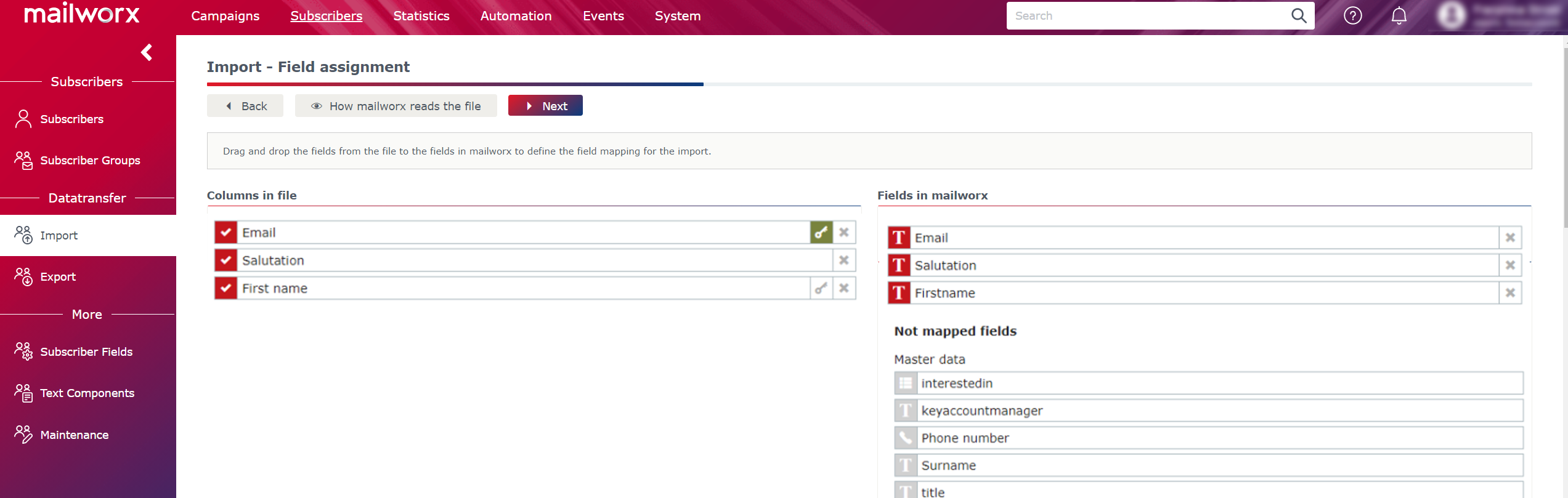 Import data Import data