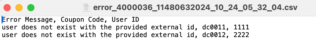 An error message indicating an invalid external ID