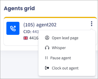 Screenshot with the drop-down menu with additional actions