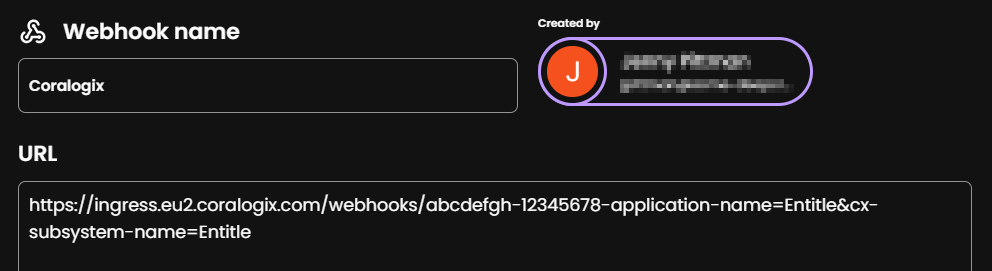 Webhook settings for Coralogix