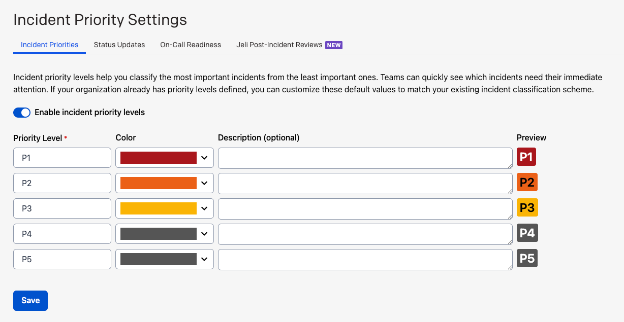 A screenshot of the PagerDuty web app showing how to configure incident priority