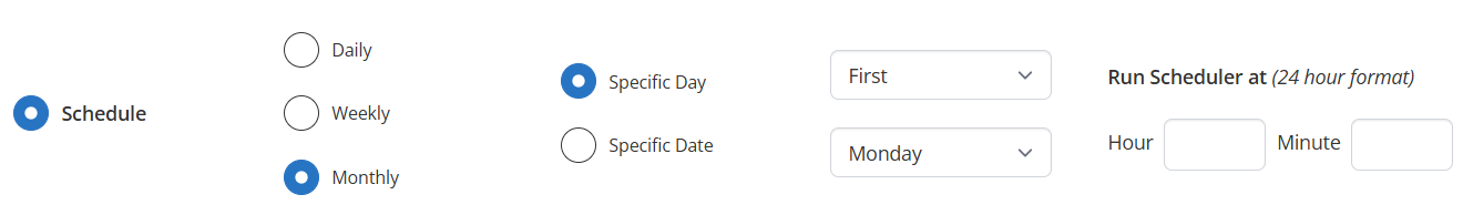 Monthly specific day options