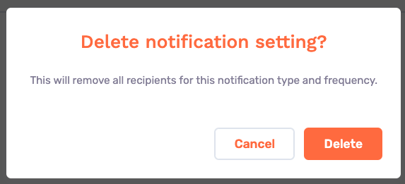 Delete notification setting confirmation modal