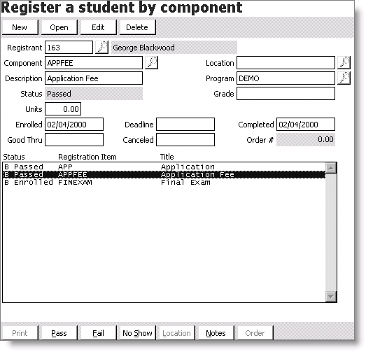 From Certification, select Register a student > By component, find a registrant