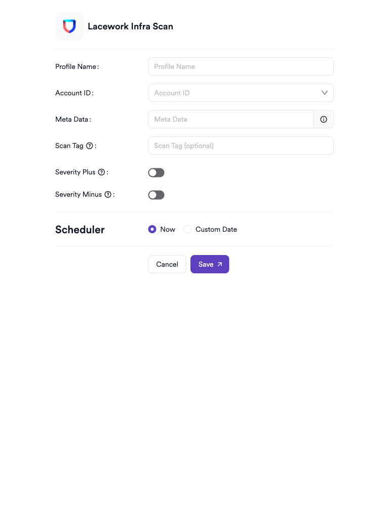 Lacework Infra scan creation