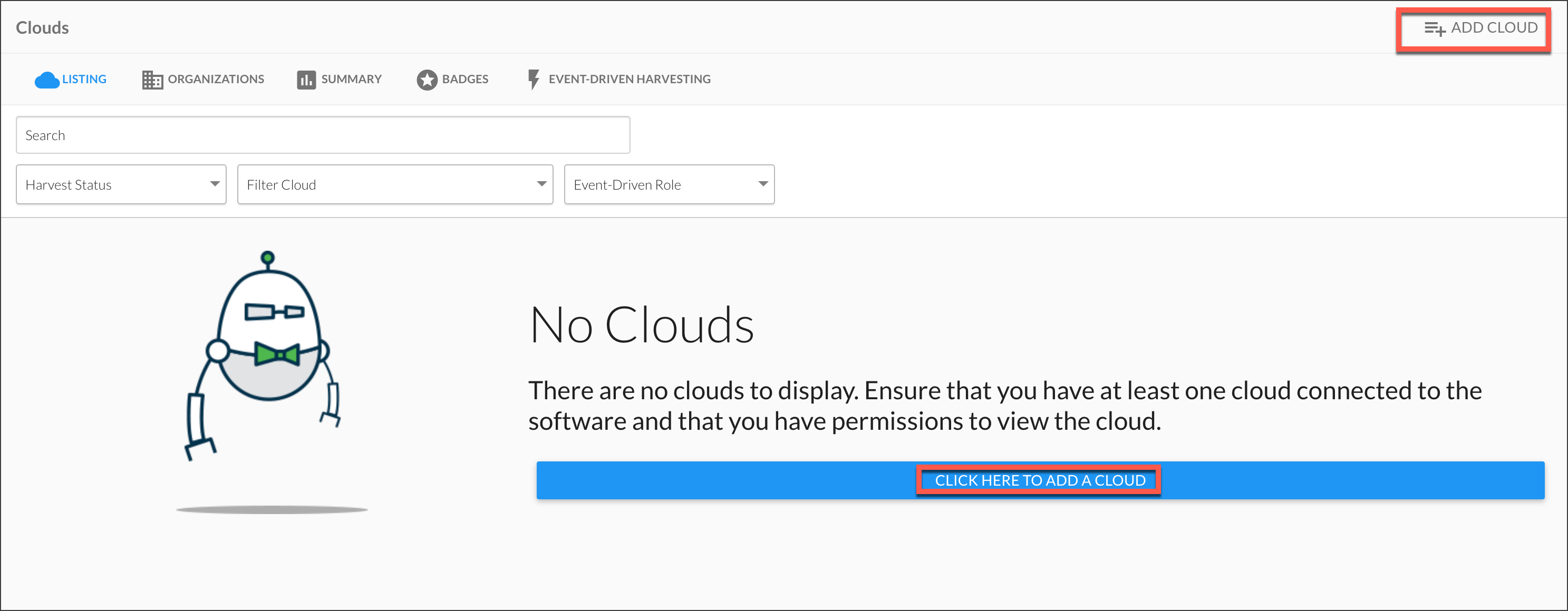 Adding Cloud Accounts Interface