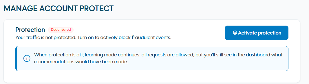 Protection card, protection deactivated