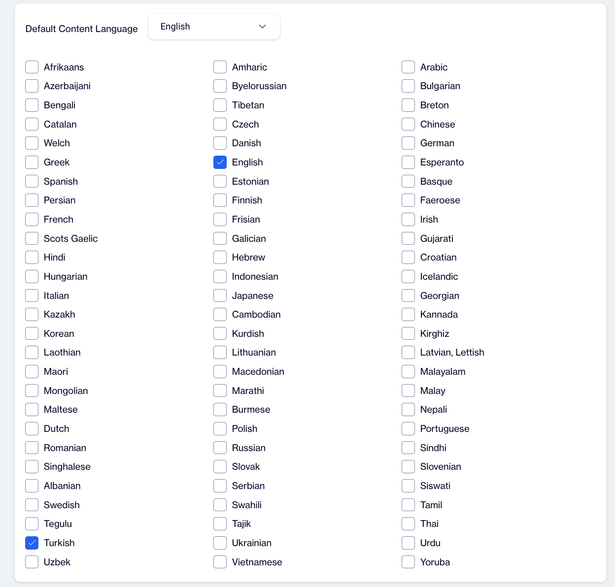 Content Languages