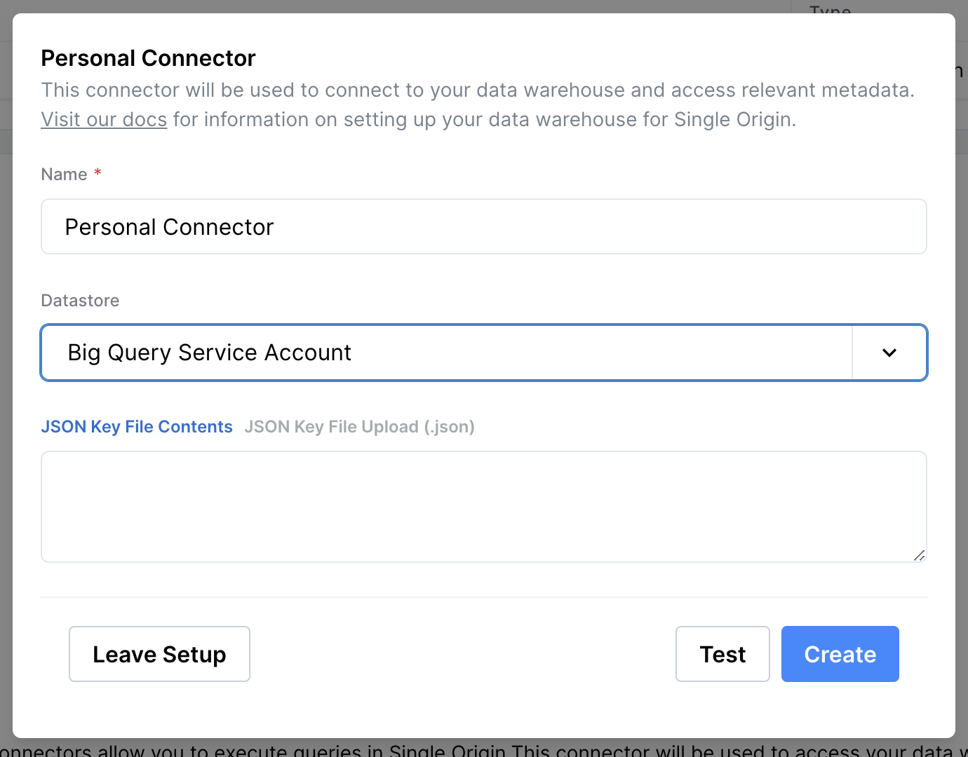 BigQuery Personal Connector with Service Account