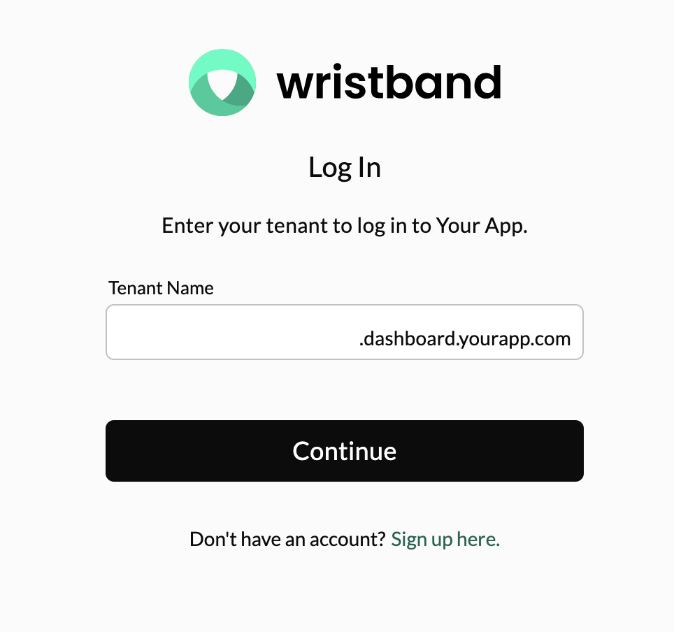 Enter Tenant Domain Screen