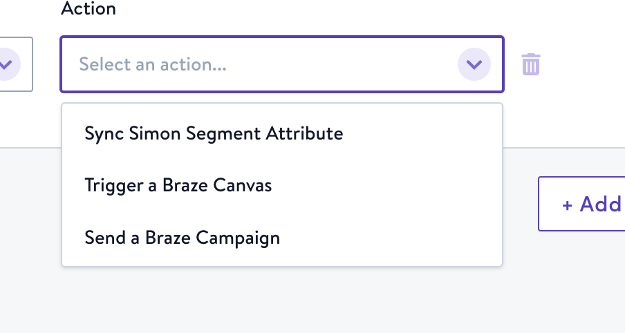 choose action from drop down