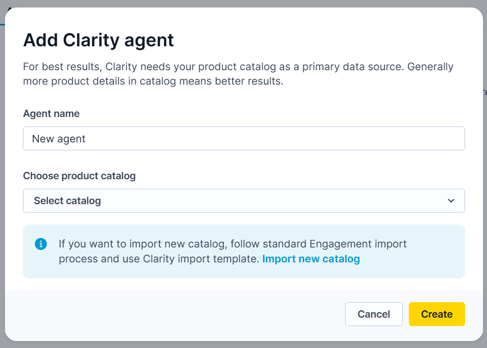 Add a name and catalog for the agent.