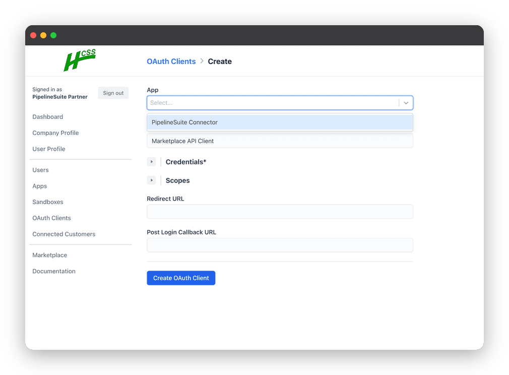 OAuth Client Creation