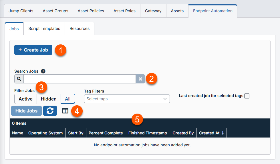 Image of the Jump Client: Endpoint Automation page.