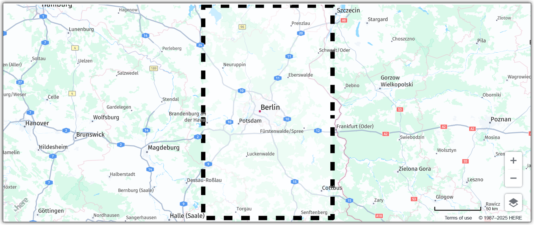 Map with a custom-style rectangle