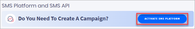 Screenshot of the **Activate SMS Platform** button