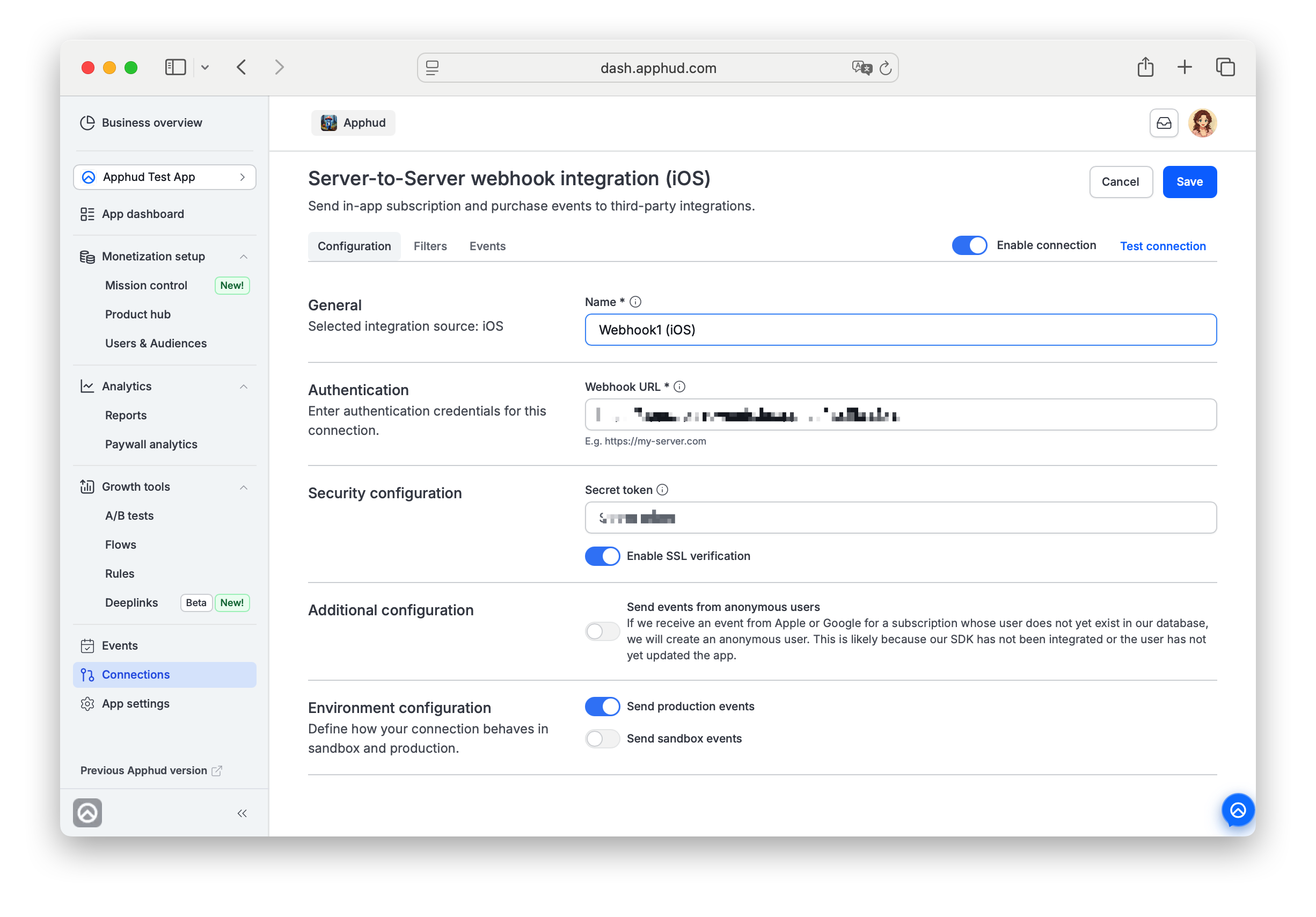 Apphud - Server-to-Server Webhook Secret token