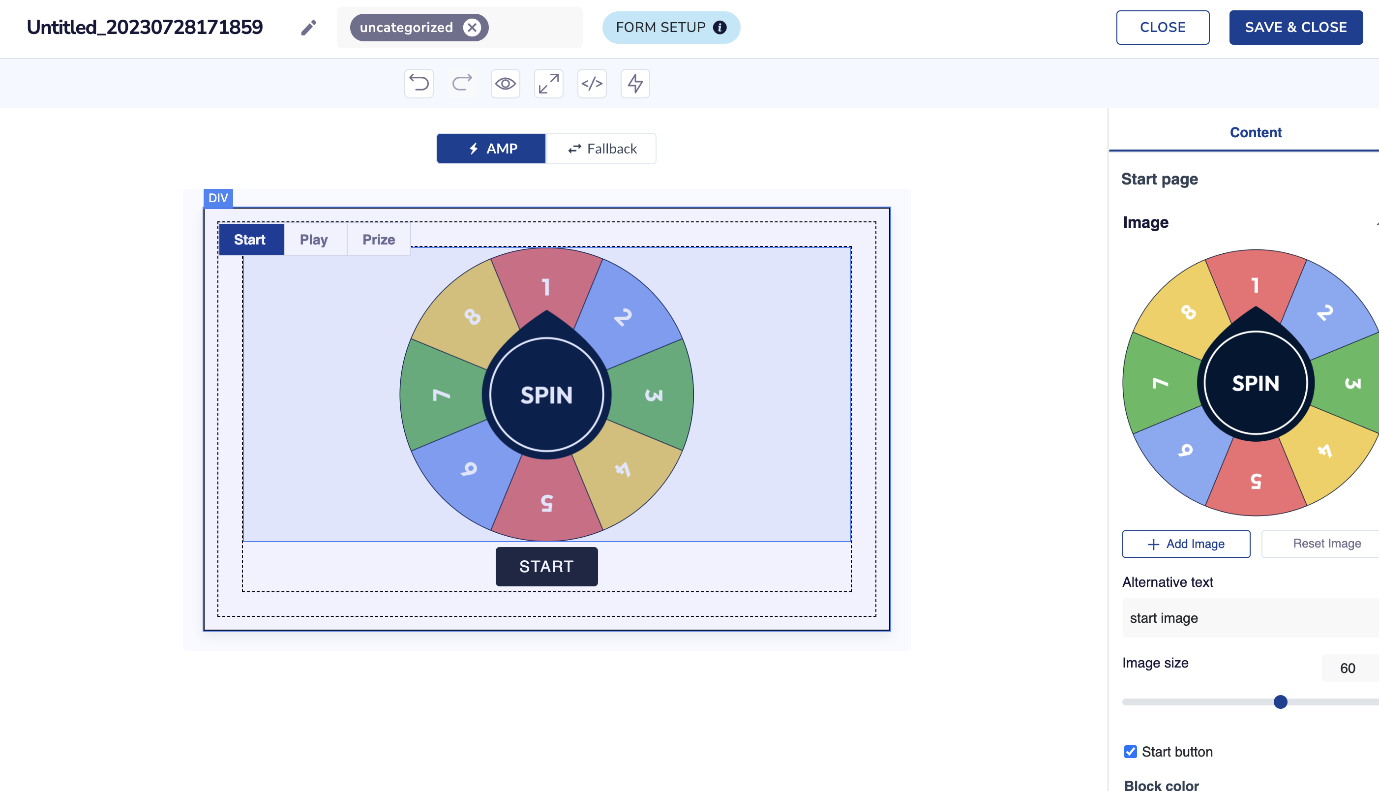 Customize Spin the Wheel Widget with AMP Editor