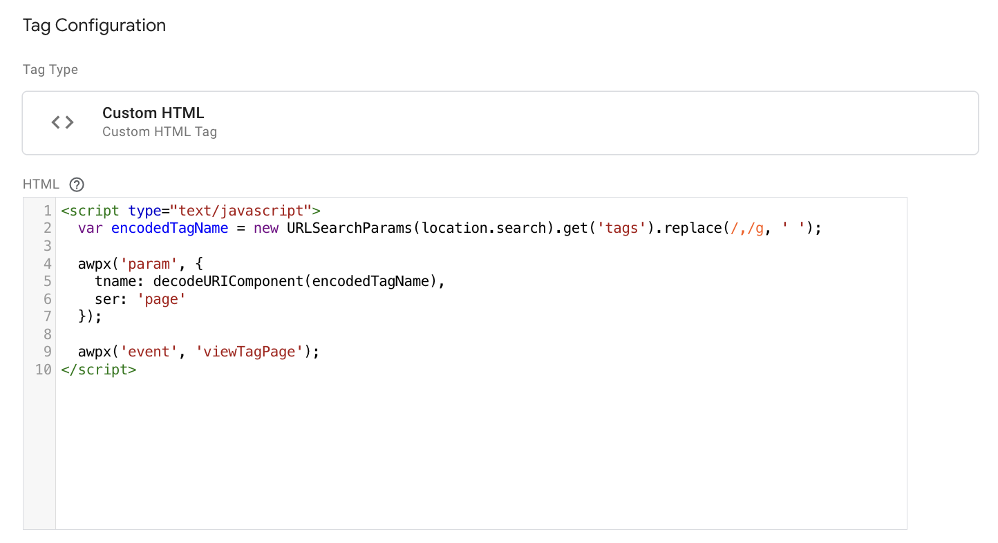 a sample implementation of viewTagPage as a custom HTML on GTM