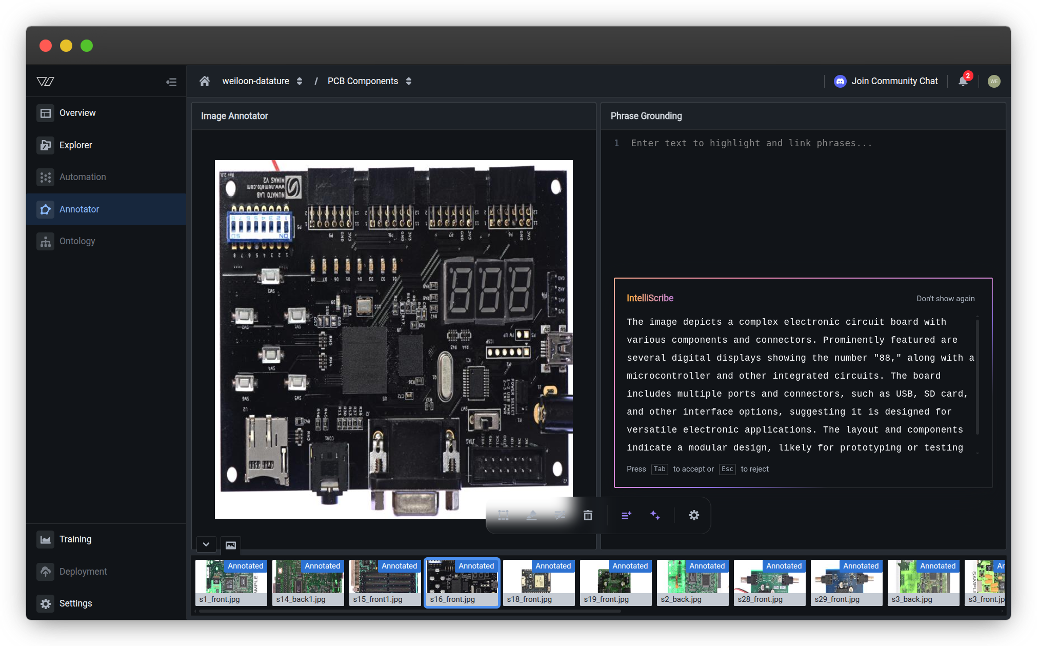 Phrase grounding annotator interface