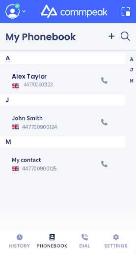 Screenshot of the My Phonebook: full mode