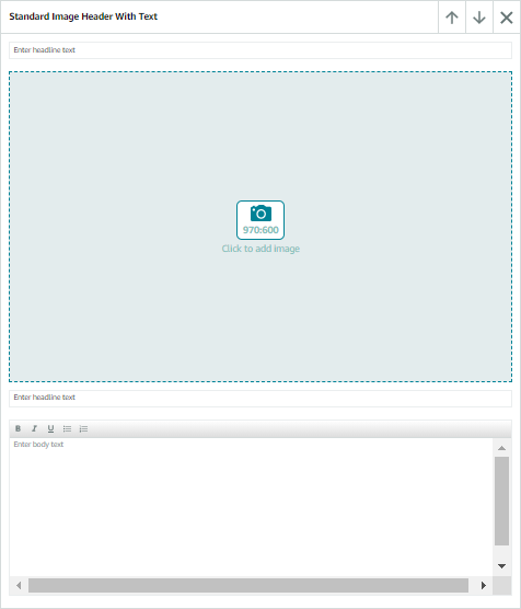 a picture of the editor view for header image with text