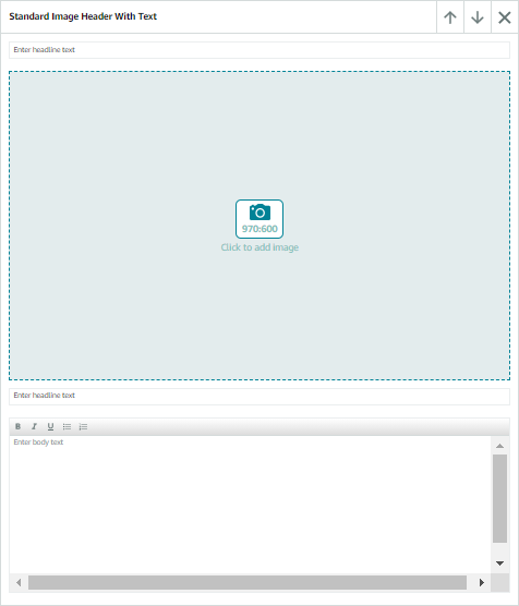 A screenshot of the UI editor for the standard header image text module.