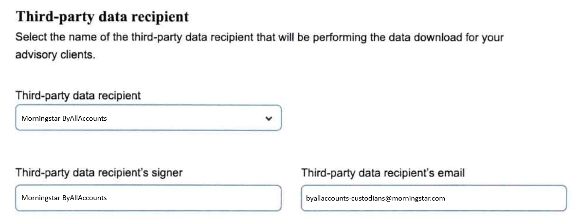 Third-party data recipient fields