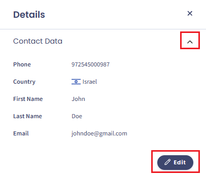 Screenshot of the dialog confirming editing contact data