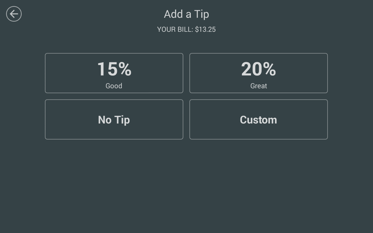 Two custom tip percentage suggestions