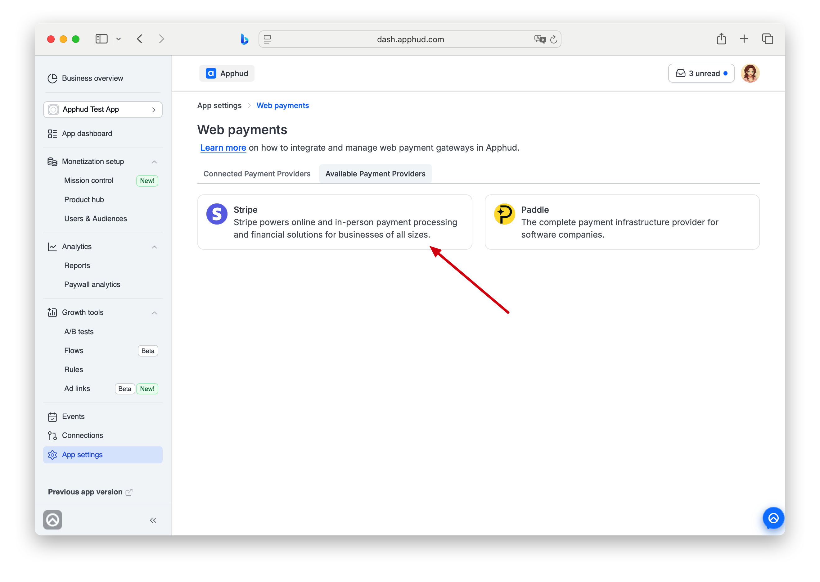 Web Payments Settings - Stripe