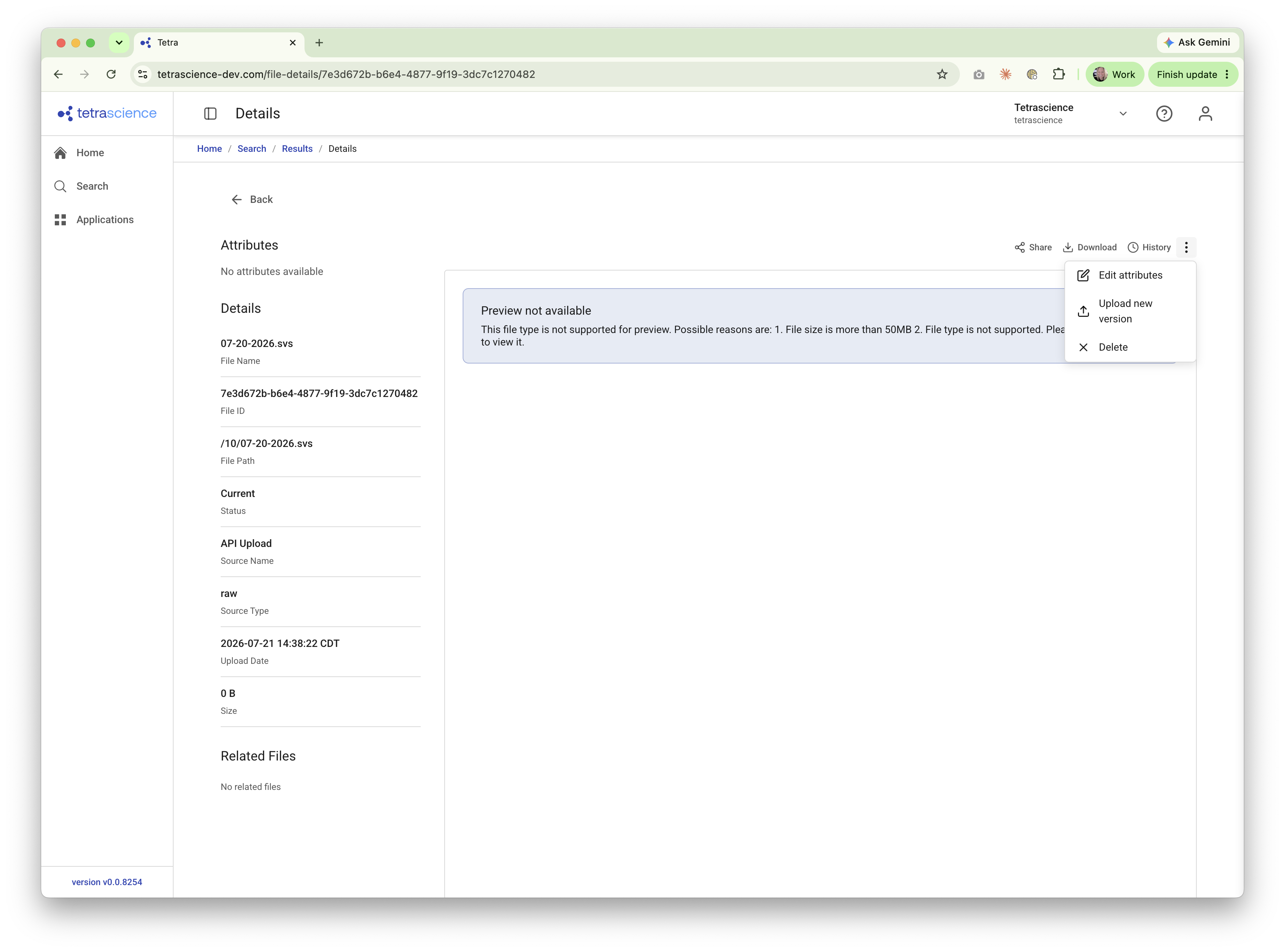 Upload new version control on the file Details page