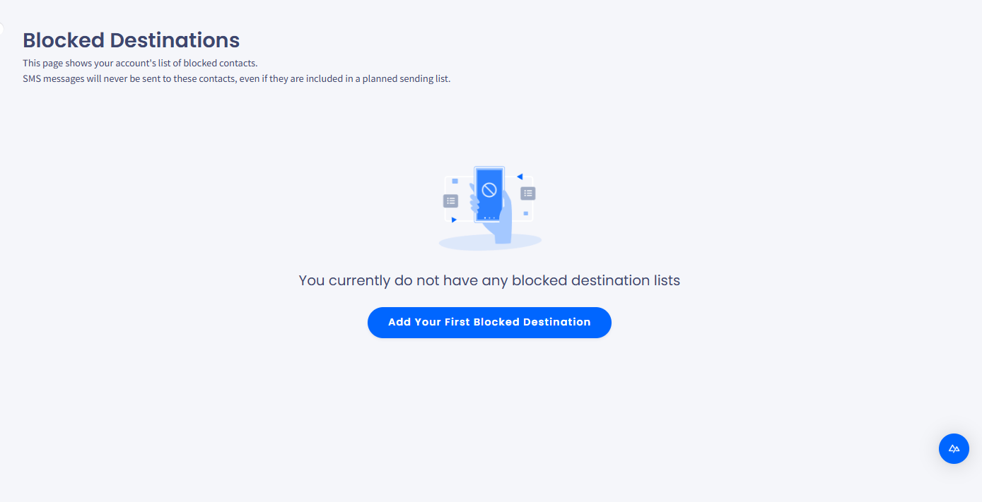 Scrfeenshot of the Blocked Destinations menu tab