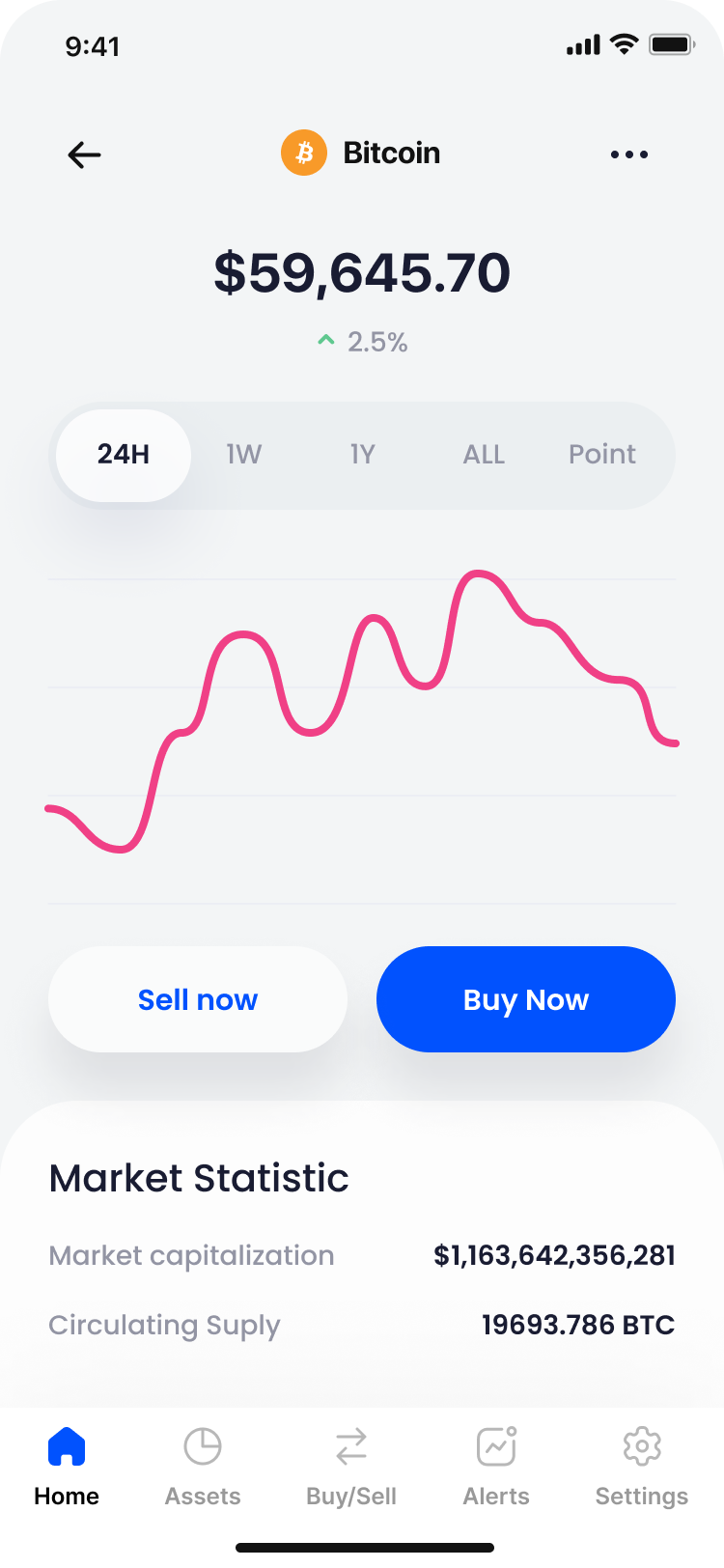 Buy button in the cryptocurrency