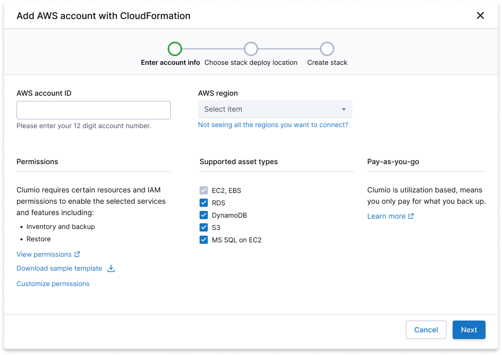 Step 1 of connect via CloudFormation automatically