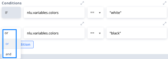 Logical operators between conditions