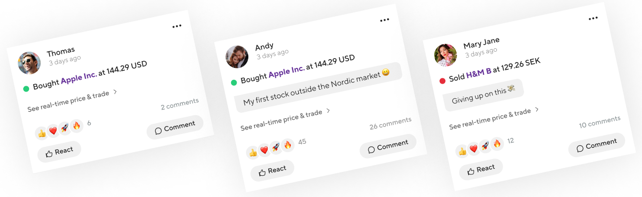 The transaction post feature from the StockRepublic Whitelabel app
