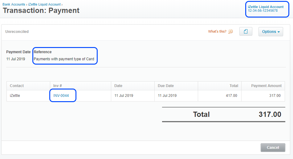 payments-card.png A Xero transaction that represents a card payment.