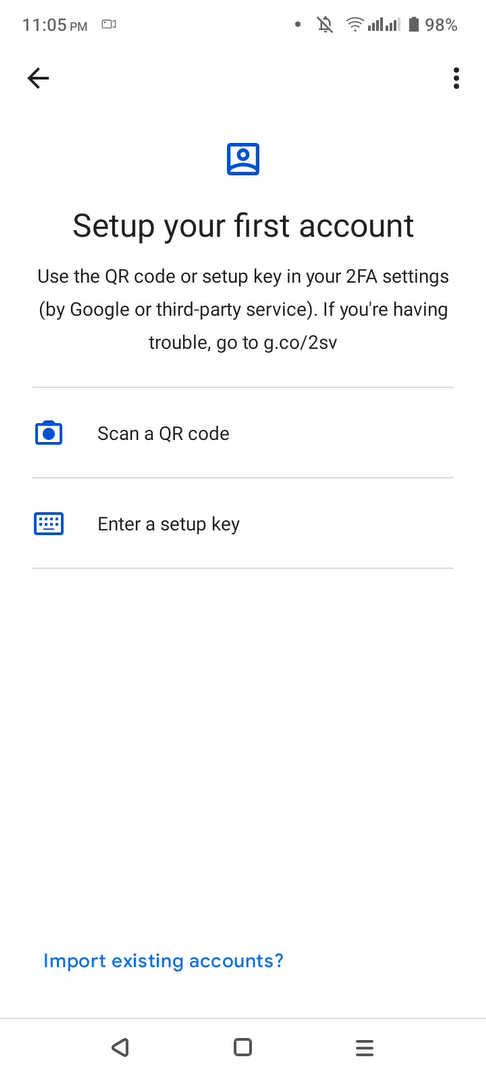 Sample Authentication app: Google Authenticator.