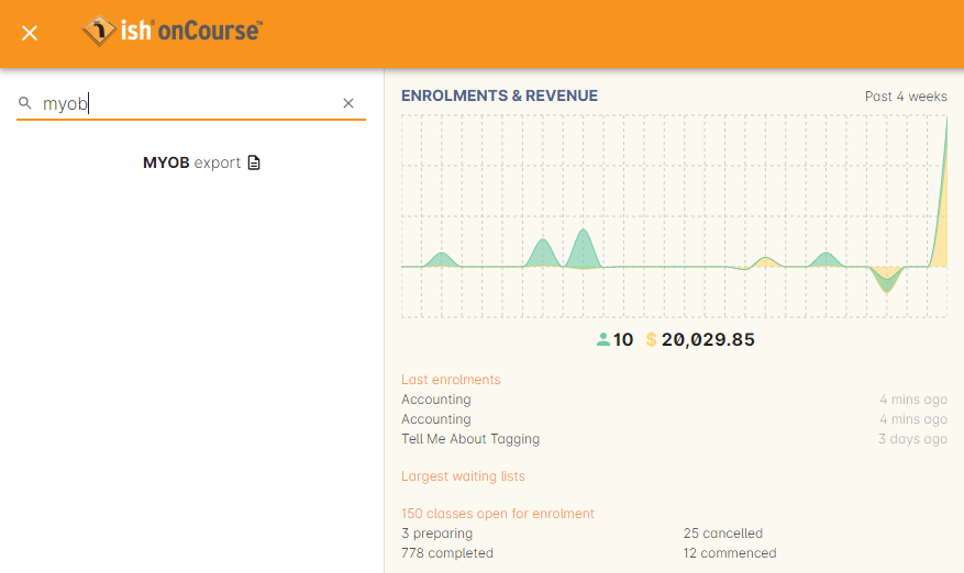 Figure 343. Selecting MYOB Export via Summary Extract menu