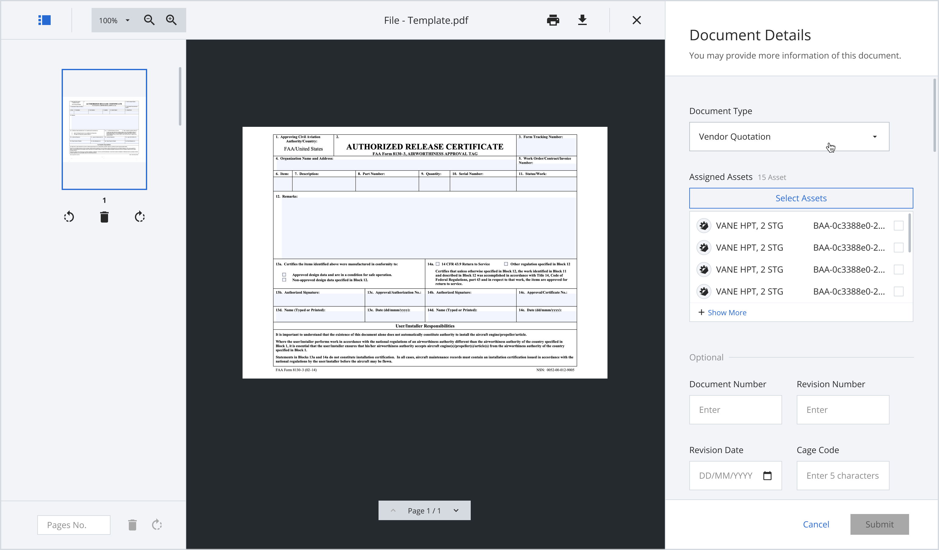 Select document type