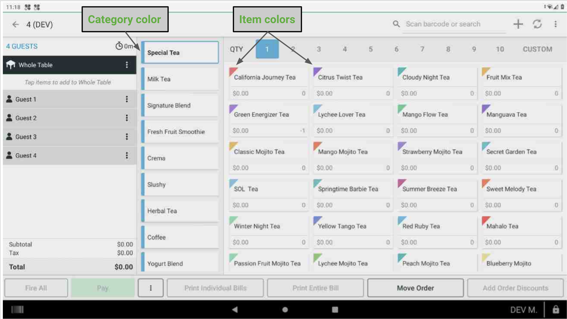 Assign colorCode - Merchant app