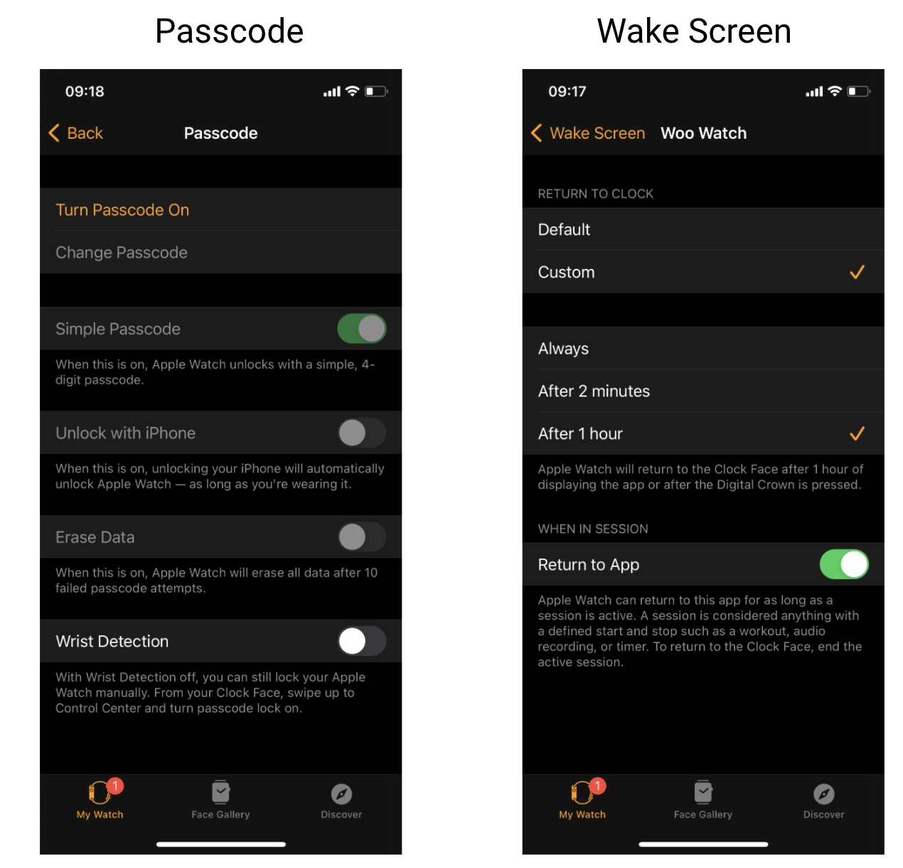 Apple watch app online settings