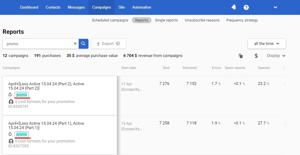 Sorting reports by tags