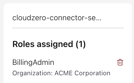 The "Roles assigned" section should display the BillingAdmin role.
