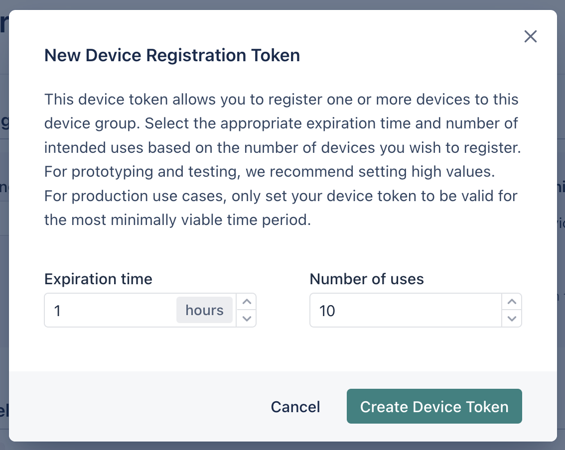 Device Registration Creation Page