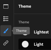 Click the paint brush to access the theme panel